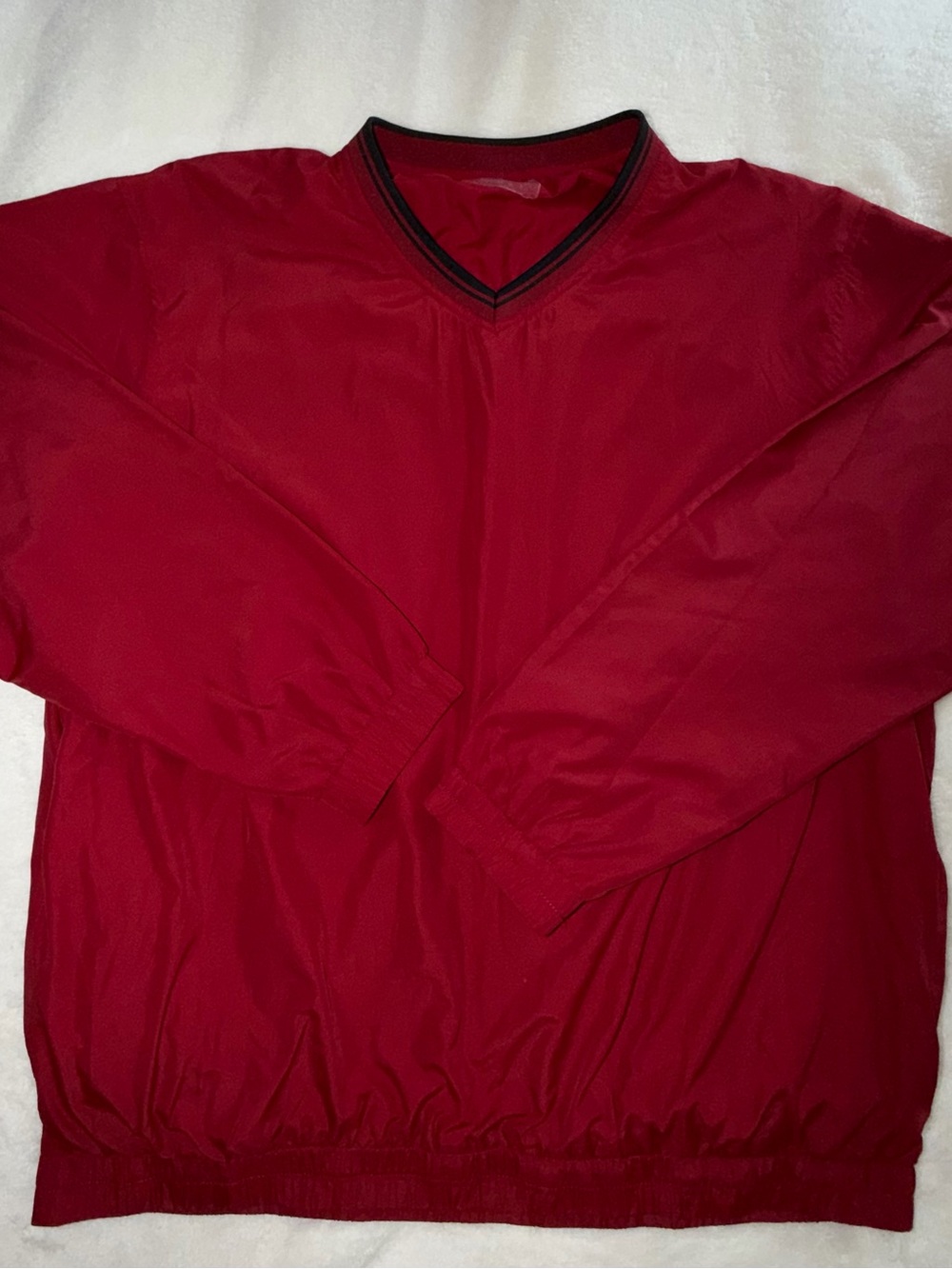 Men's Red V-Neck Windbreaker‎ Pullover - Lightweight Layer